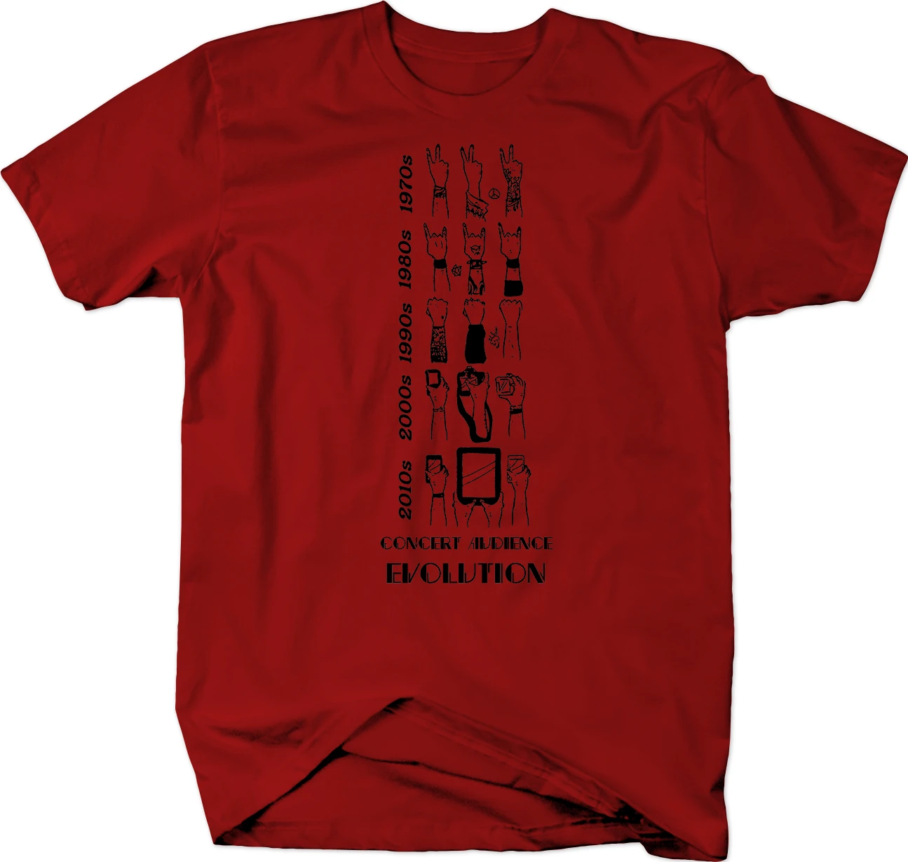 

Rock Concert Evolution 70's 80's 90's 2000's 2010's Tshirt Men's Trend Cool Tees size S-3XL