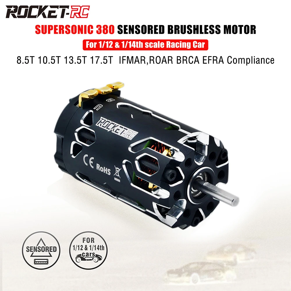 

Rocket-RC Supersonic 380 8.5T 10.5T 13.5T 17.5T Sensored Brushless Motor for 1/12 1/14th Wtloys Remo Hobby XLH Timaya Redcat