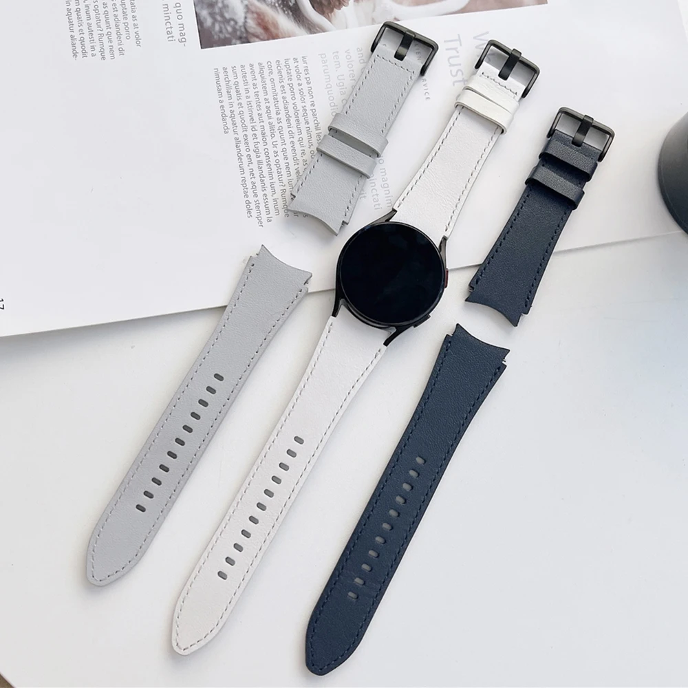 

New Leather Band for Samsung Galaxy Watch4 Classic 42mm 46mm Bracelet for Watch 4 44mm 40mm No Gaps Wrist Strap Accessories Belt