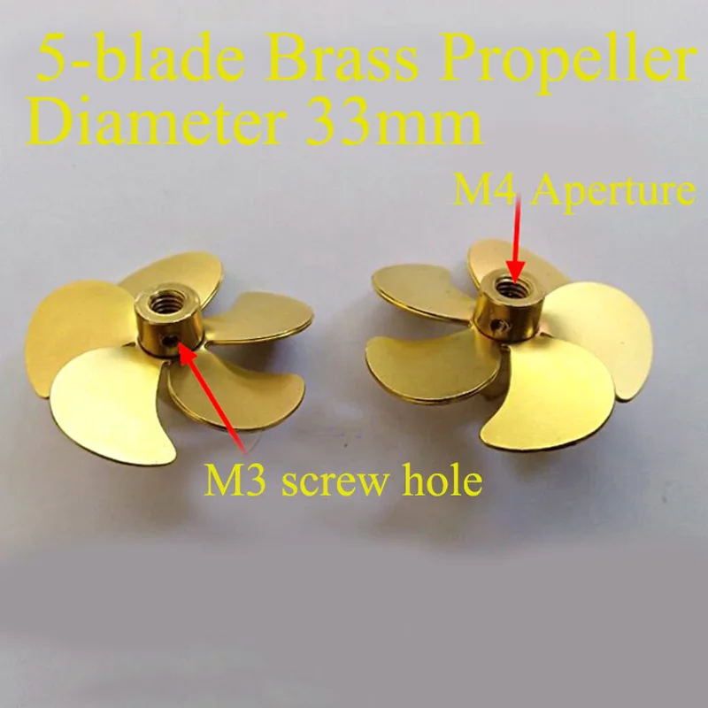 1 шт. RC лодка латунный пропеллер 5-лопастное весло диаметр 33 мм M4 вал пропеллеры