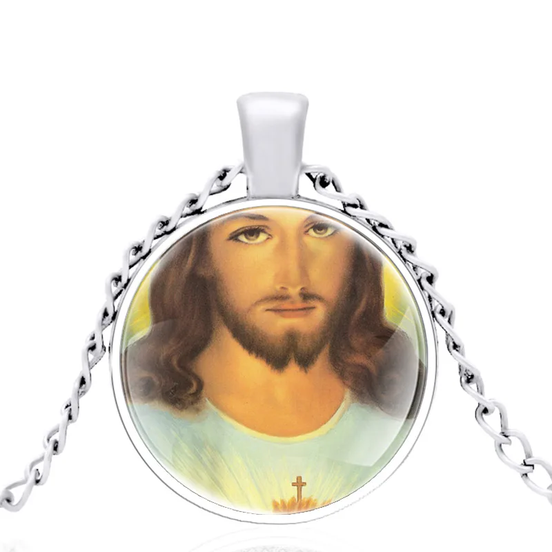 

Classic Jesus Design Glass Dome Pendant Necklace Men Women Unique Jewelry Accessories Best Gifts