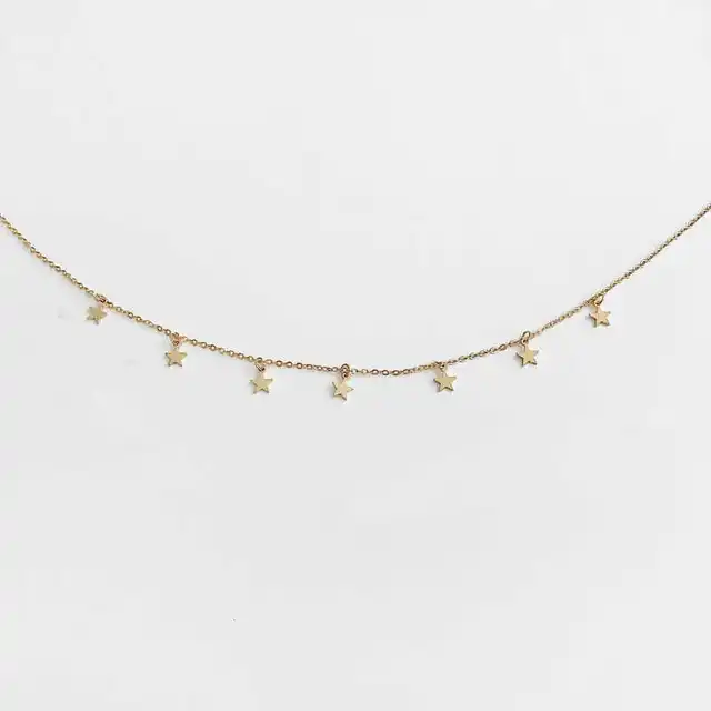 Gold Color Star Pendant Necklace Choker 