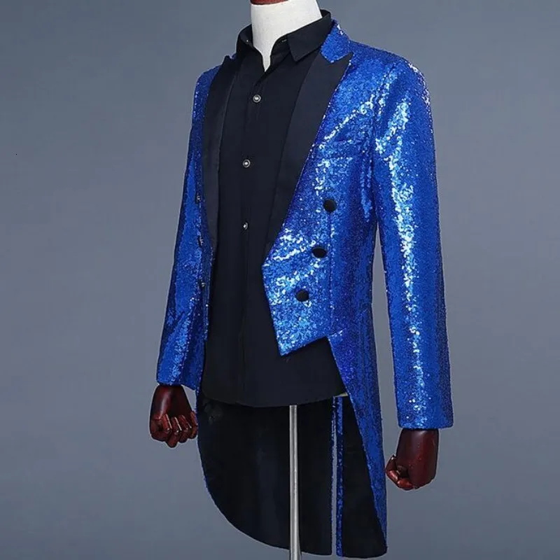 Мужской костюм для ночного клуба блестящий фрак с блестками одежда сцены Блейзер