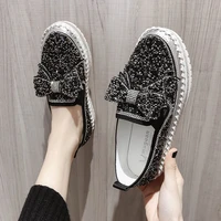 new 2020 womens sneakers casual shoes new fashion breathable thick bottom white soft shoes rhinestone crystal flats