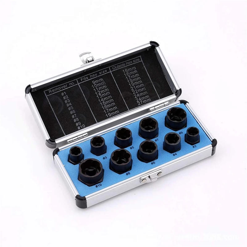 10 Pcs Nut Remover 9-19mm Impact Extractor Kit Slot Bolt Tool Drive Lock | Обустройство дома