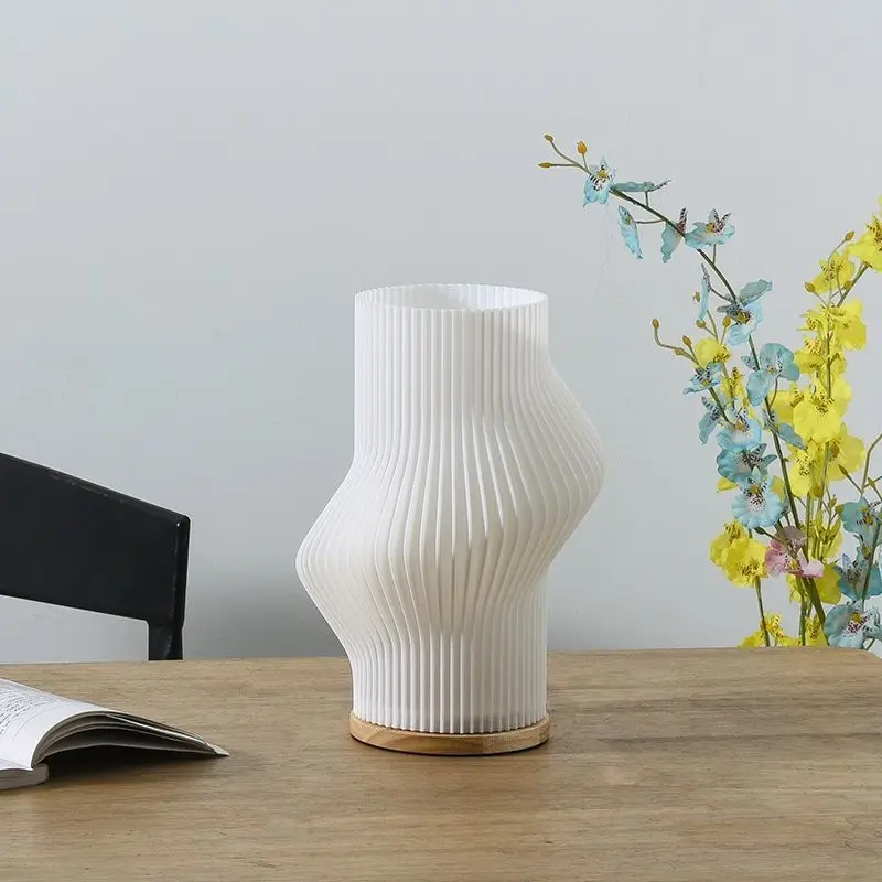 Волнистые плиссированные настольные лампы из ПВХ для спальни настольная лампа