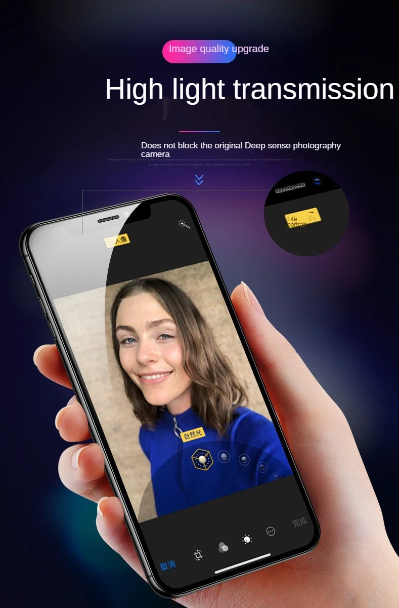 

for iPhone Apple 12Pro tempered film screen printing full screen full glue high-definition purple glass film