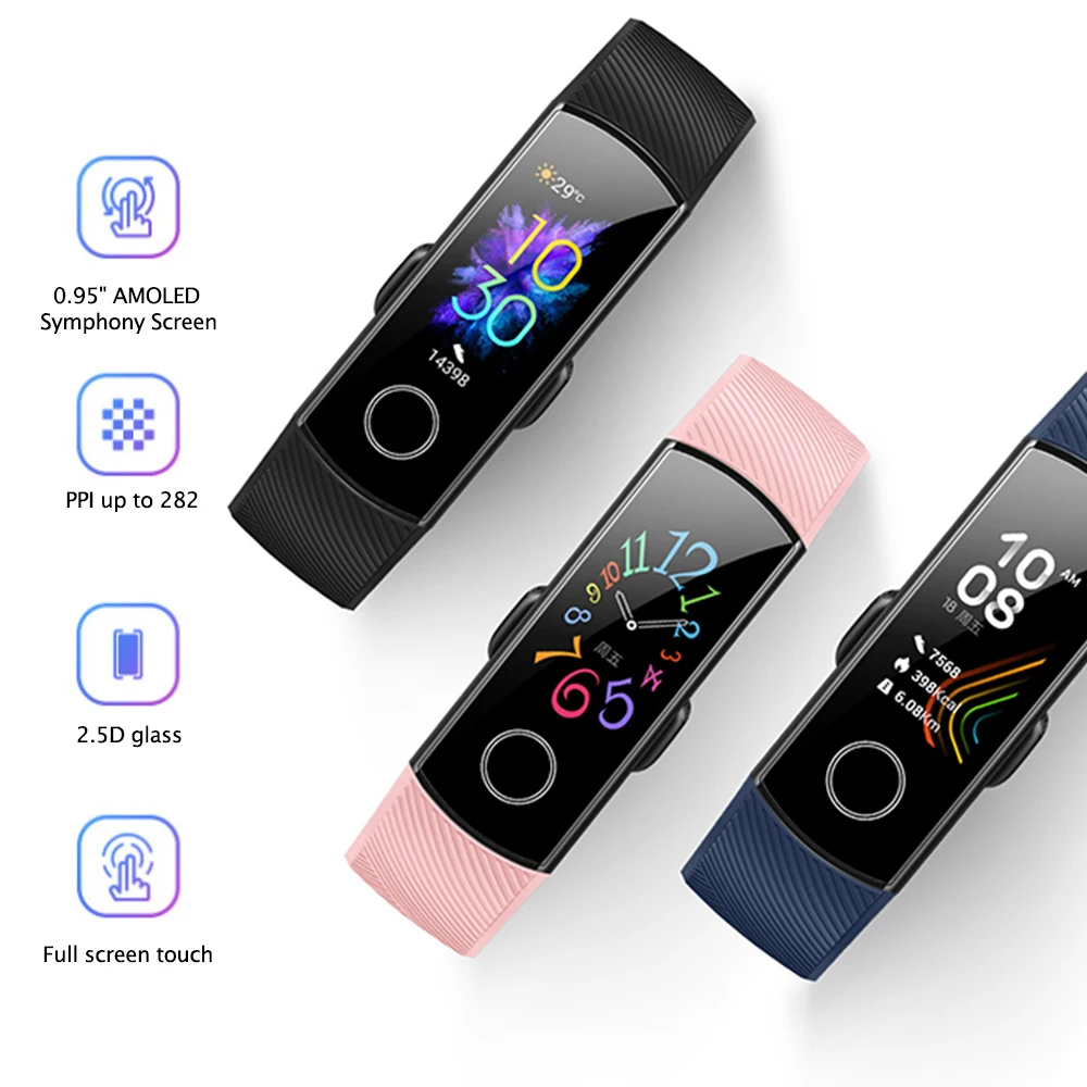 Умный Браслет huawei Honor Band 5, Оксиметр крови, кислород, волшебный цвет, сенсорный экран, для плавания, для обнаружения сердечного ритма, сна, сна