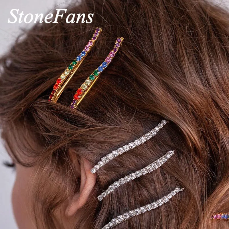 Stonefans Ins модные водные волны горный хрусталь заколки для волос женщин красочные