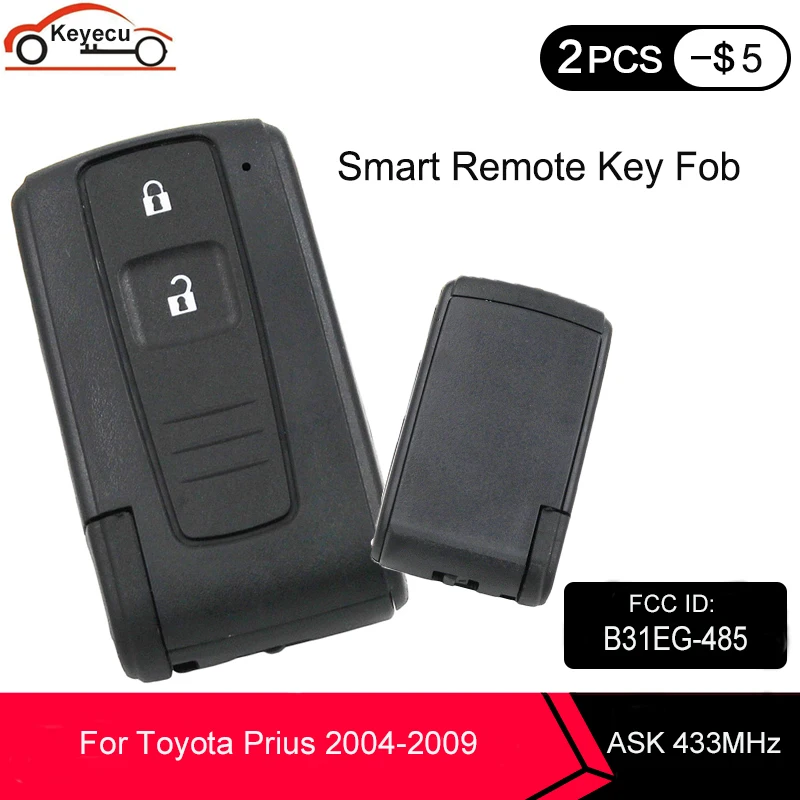 Умный 2 кнопочный дистанционный ключ KEYECU ASK 433 МГц для Toyota Prius 2004 2009 идентификатор