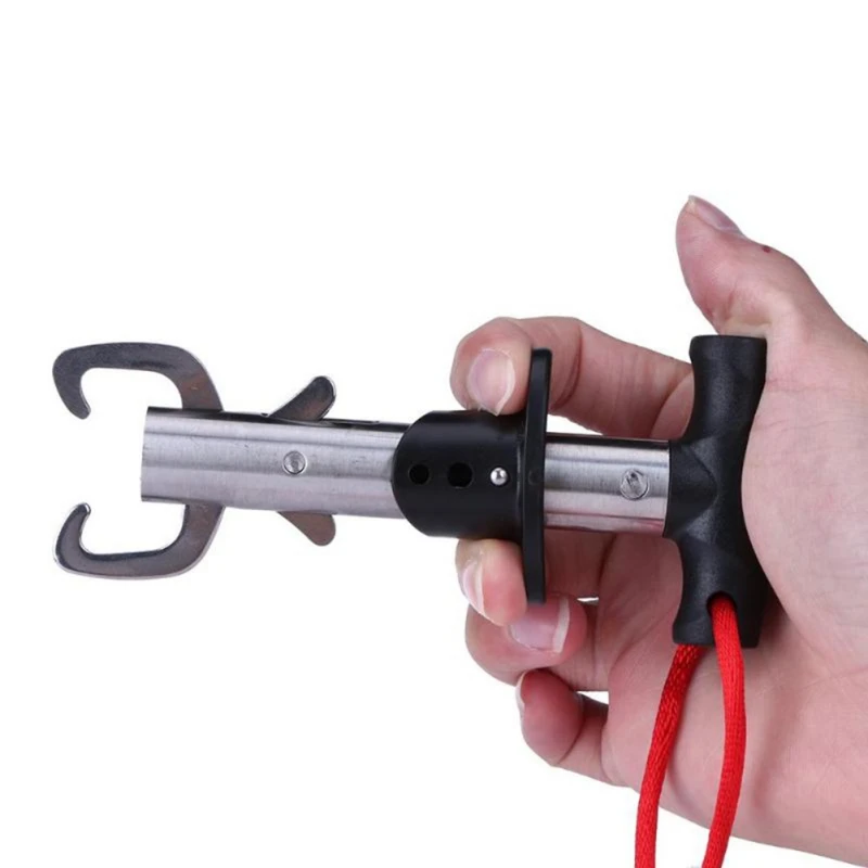 

Stainless Steel Fishing Lip Grips Fish Controller Fishing Pliers Grabber With Lanyard T-type Fishing Trigger Gripper