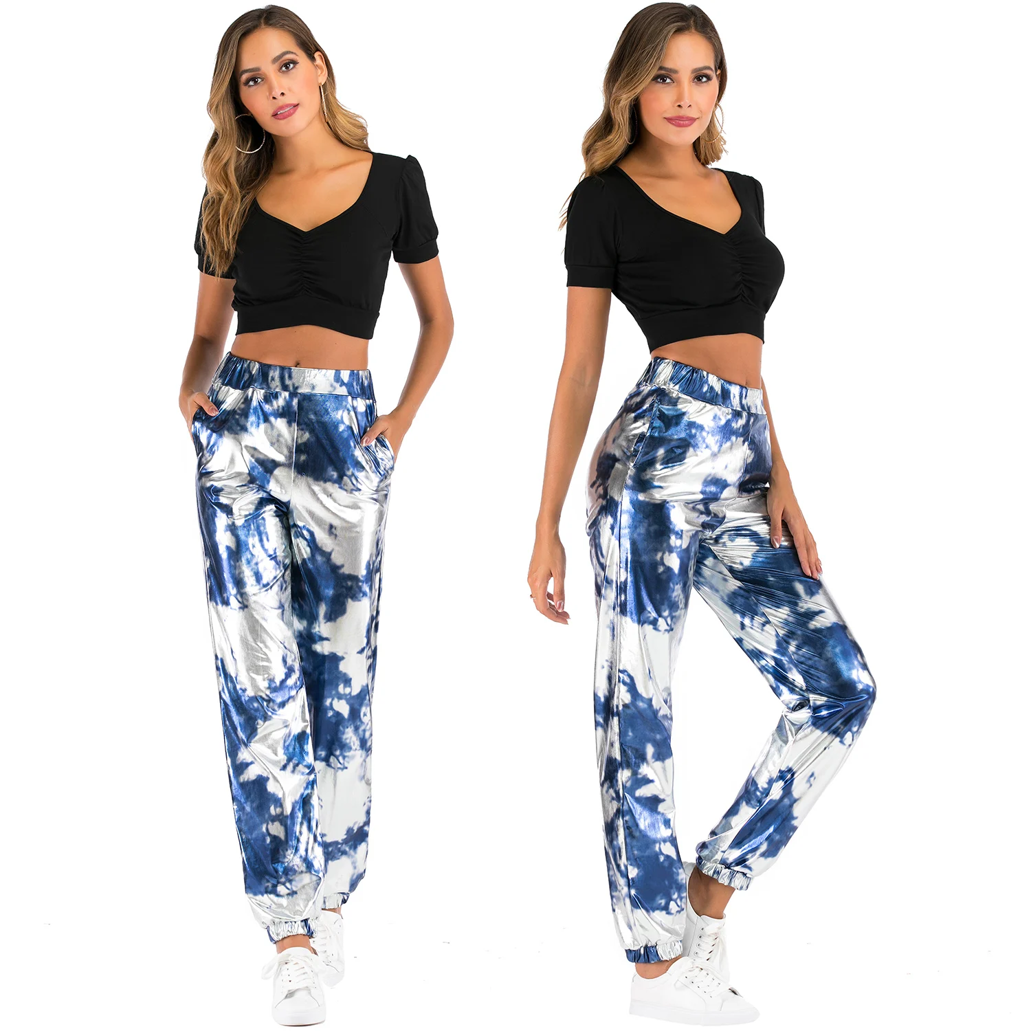 Брюки женские спортивные с завышенной талией повседневные джоггеры