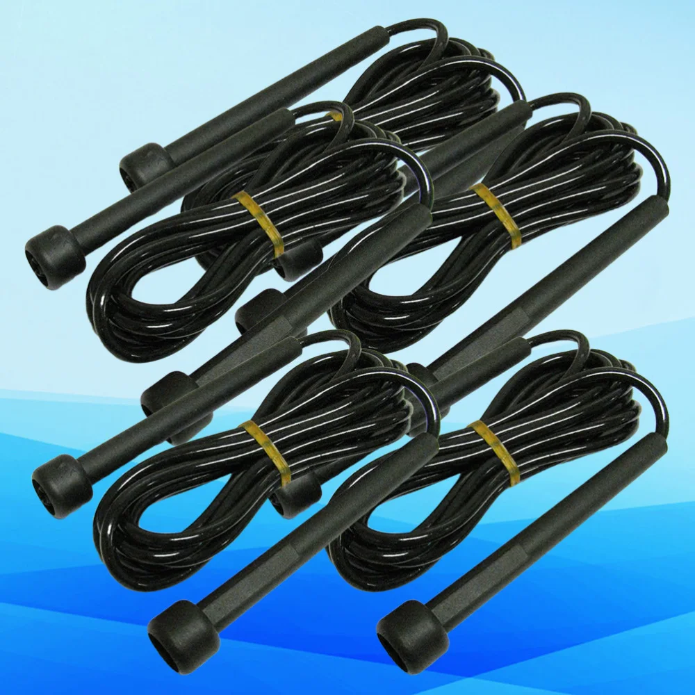 

5pcs 2.7m Jump Rope Skipping Rope Anti-slip Handle Jumping Rope Sports Supplies for Fitness Exercise (Black)