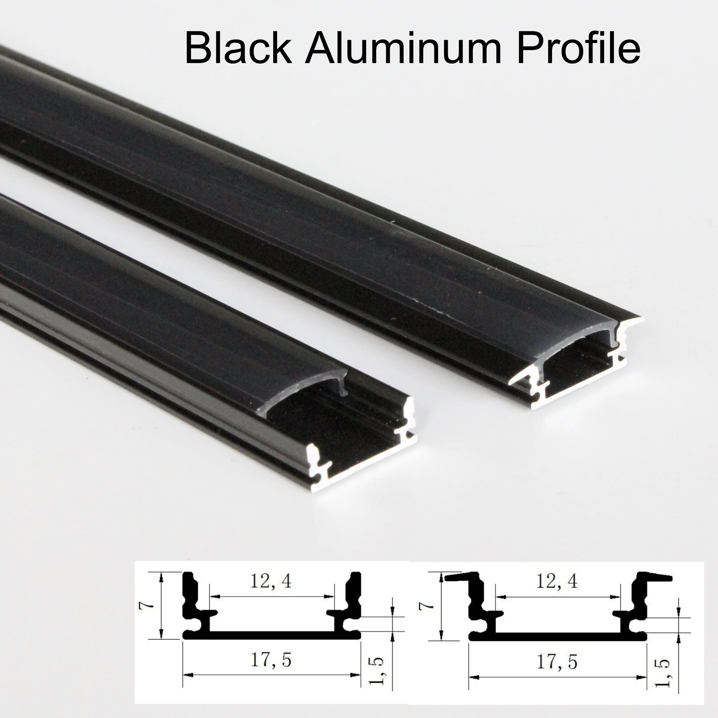 

40m (20pcs) a lot, 2m per piece, black aluminum profile for led strip light with black cover or milky diffuse cover