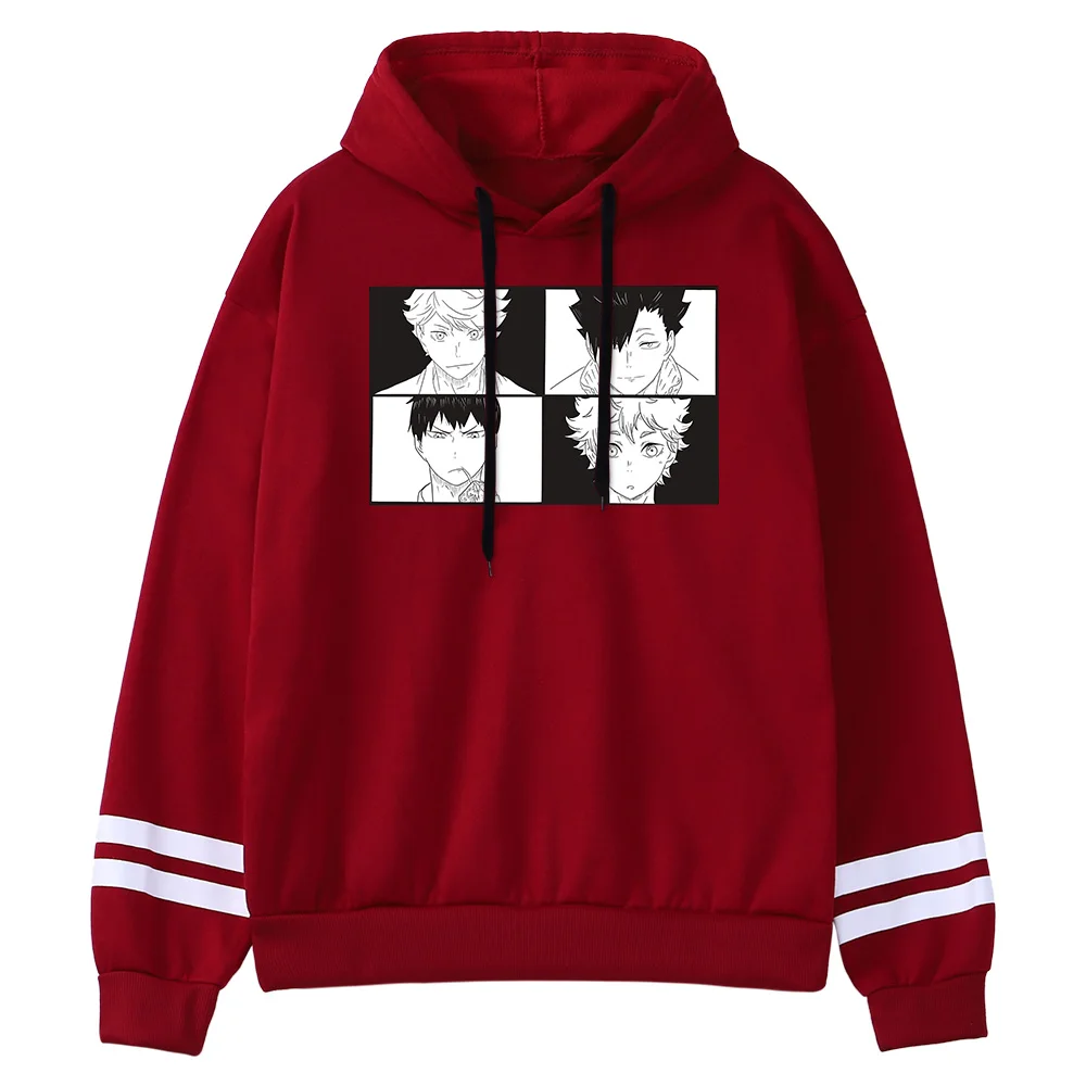 

Japan Cartoons Anime Haikyuu Printed Crewneck Hoodies Men Autumn Fleece Clothing Fashion Hip Hop Streetwear New Splicing Hoody