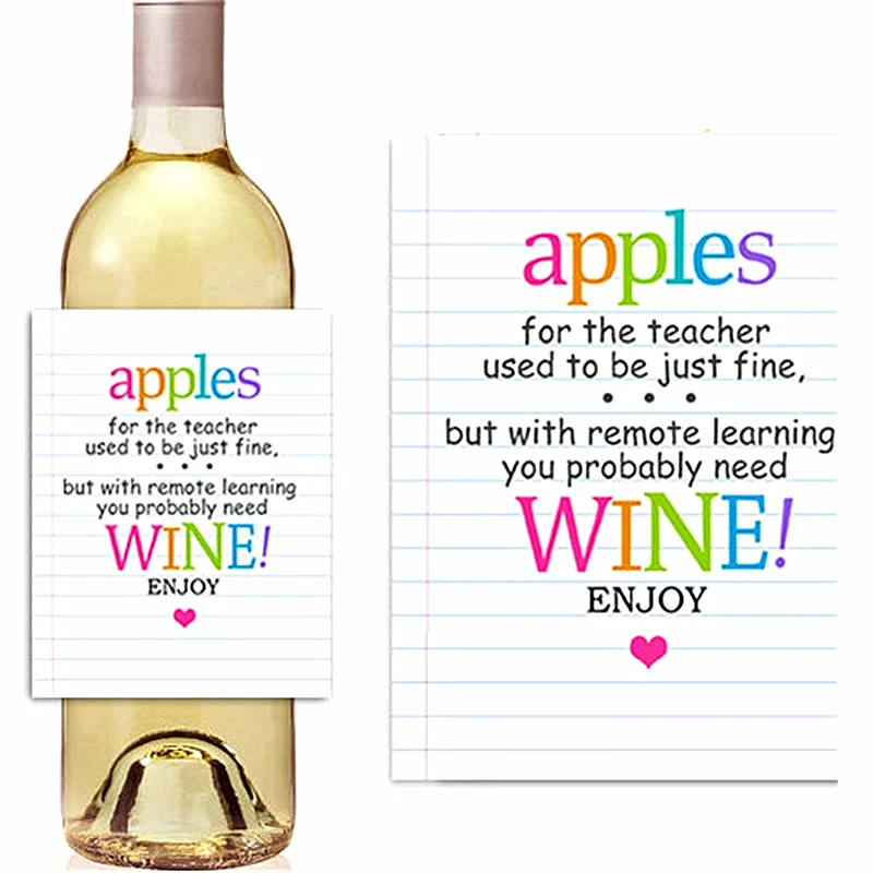 

Пользовательская этикетка для бутылок для учителей с дистанционным обучением, персонализированное семейное вино для благодарности учител...