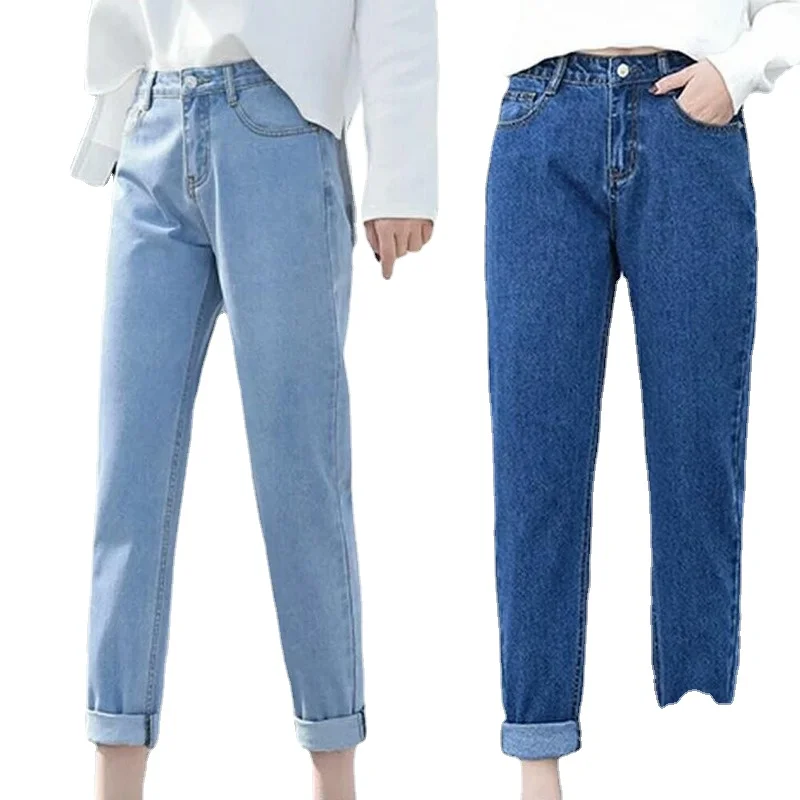 Женские джинсовые брюки с высокой талией удобные Стрейчевые джоггеры прямыми