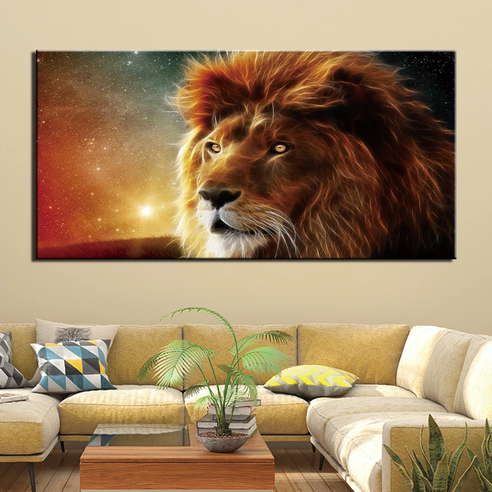 

1 Panel HD Prints Canvas Wall Art Living Room Home Decor Pictures Sunset Animal Lion Paintings Posters Framework