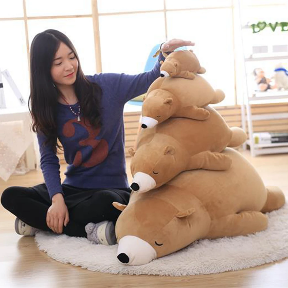Бело коричневый медведь плюшевые игрушки подушка для сна подарок мягкие подарка