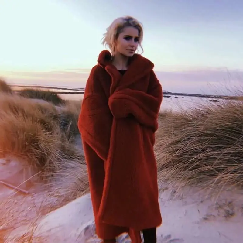 Свободное зимнее женское пальто из искусственного меха 2019 повседневное большого