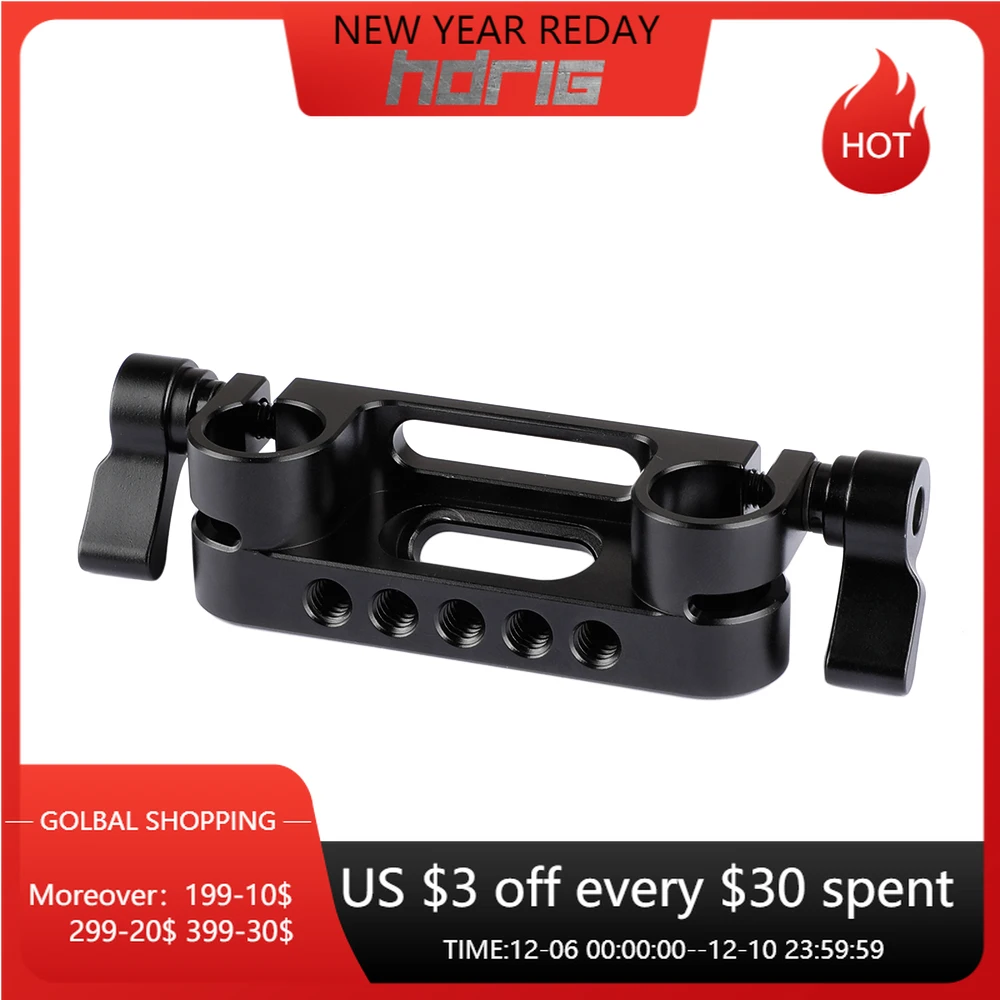 

HDRIG 1 PC Universal Dual 15mm Rod Clamp Railblock For Camera 15mm Rail Support System For DLSR Camera Follow Focus