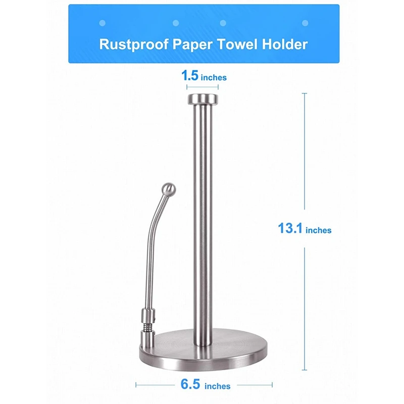 

Paper Towel Holder, Stainless Steel Paper Towel Dispenser with Weighted Base for Kitchen Countertop Dining Table