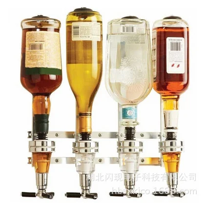 

4 Bottle Stand Optic Dispenser Drinks Wine Spirits Steel Wall Mounted