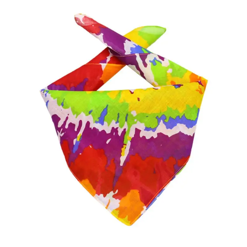 Women Men Boho Tie-Dye Gradient Bandana Head Wrap Rainbow Colorful Swirl Print Square Scarf Hip Hop Street Punk Style Wristband |