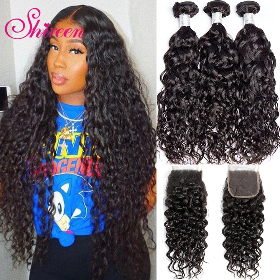 Волосы Shireen натуральные волнистые пучки с закрытием натуральный цвет не Реми