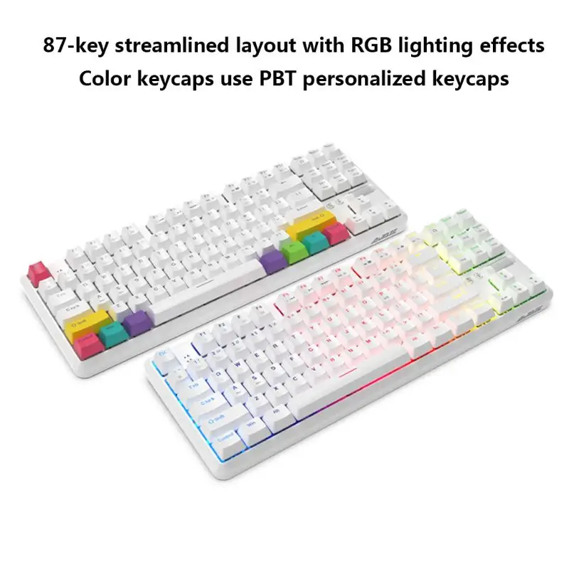 

87 Keys Bluetooth Wired/Wireless Mechanical Keyboard for Ajazz K870T with RGB Backlit Type C Cable 2000mAh Battery NKRO