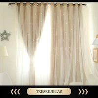 living room girls bedroom curtains double insulated curtains can be customized sky blue pink openwork stars blackout curtains