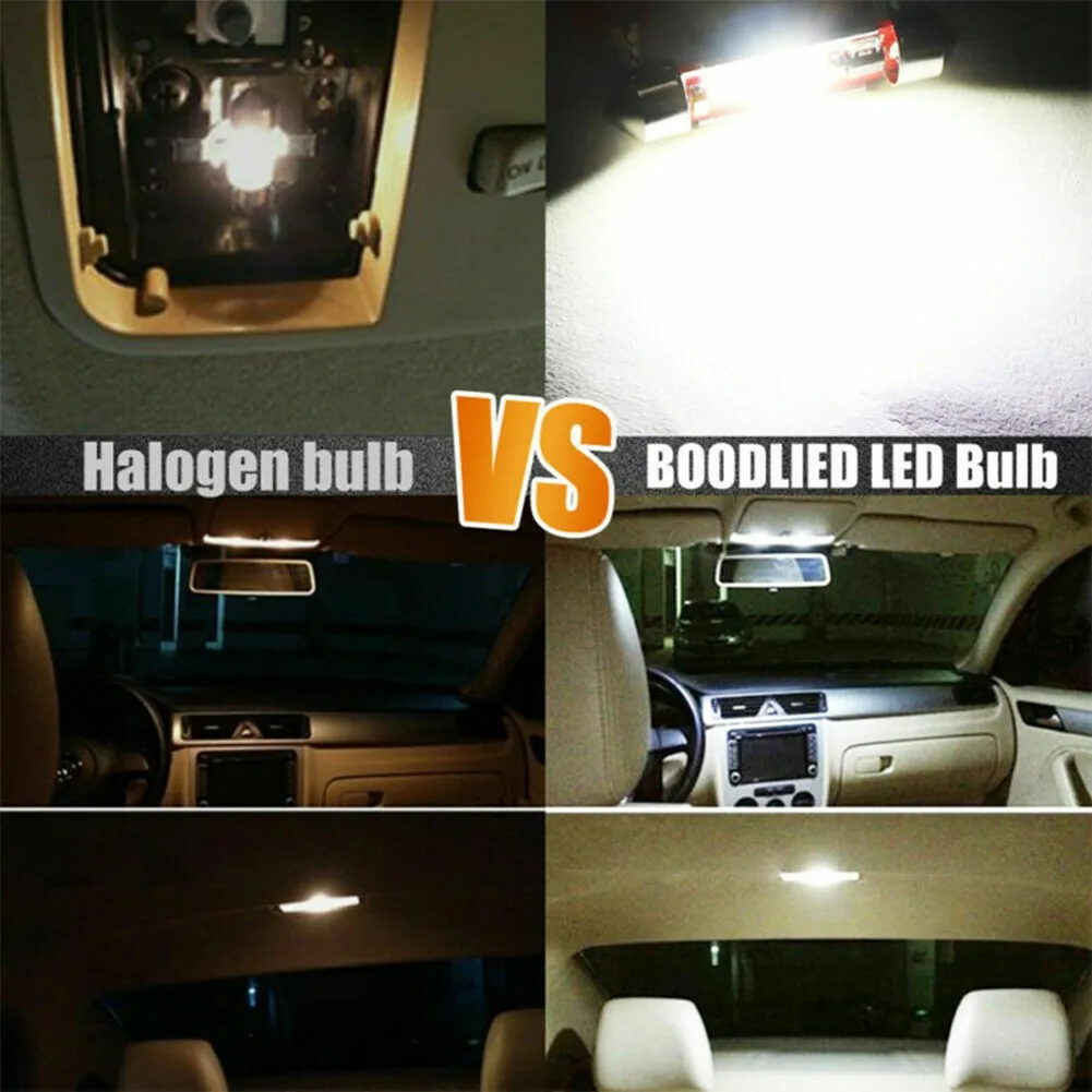 

2Pcs LED Lights Accessories Dome White 6000K DC 12V Festoon Indoor Map Set