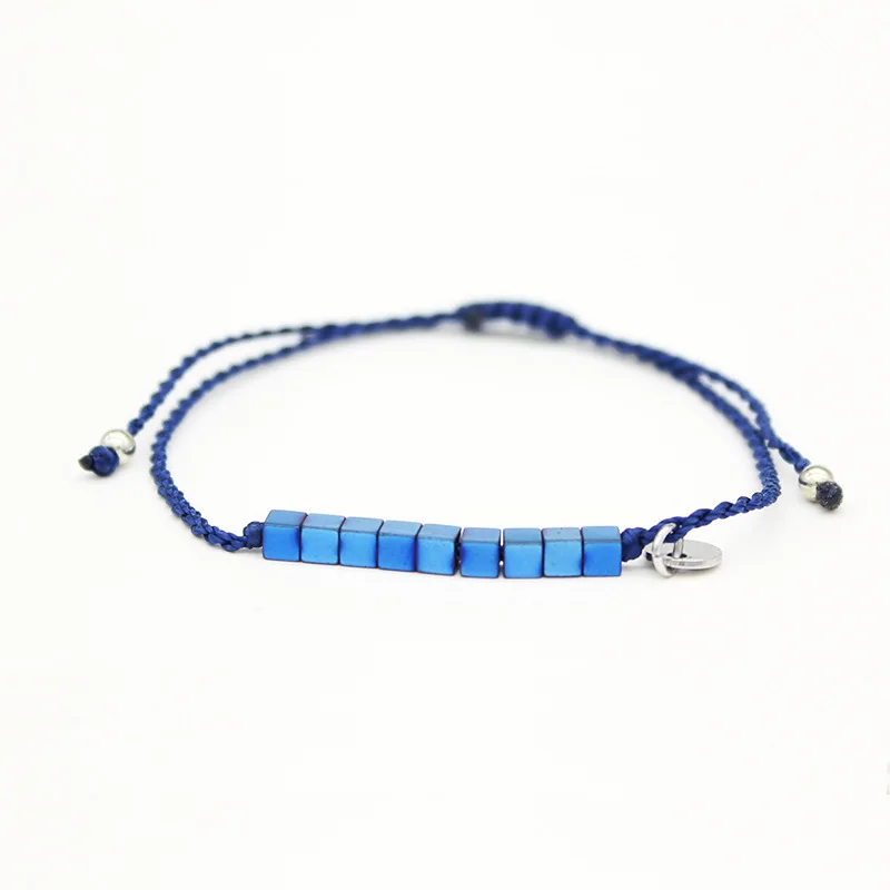 Цветной браслет с маленькими кубиками из гематита для женщин и мужчин цепочка на