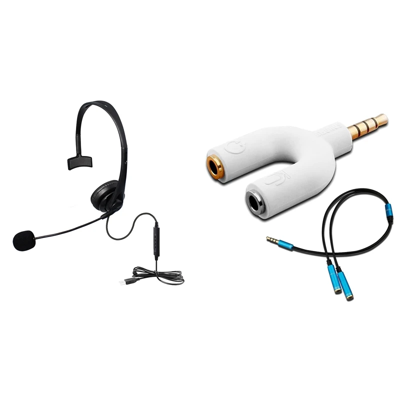 

U-образный Y-образный сплиттер для микрофона, 1 шт., 3,5 мм, 4 позиции в два, 3 позиции, 3,5 мм, M/F, 1 шт., Usb-гарнитура для колл-центра с микрофоном