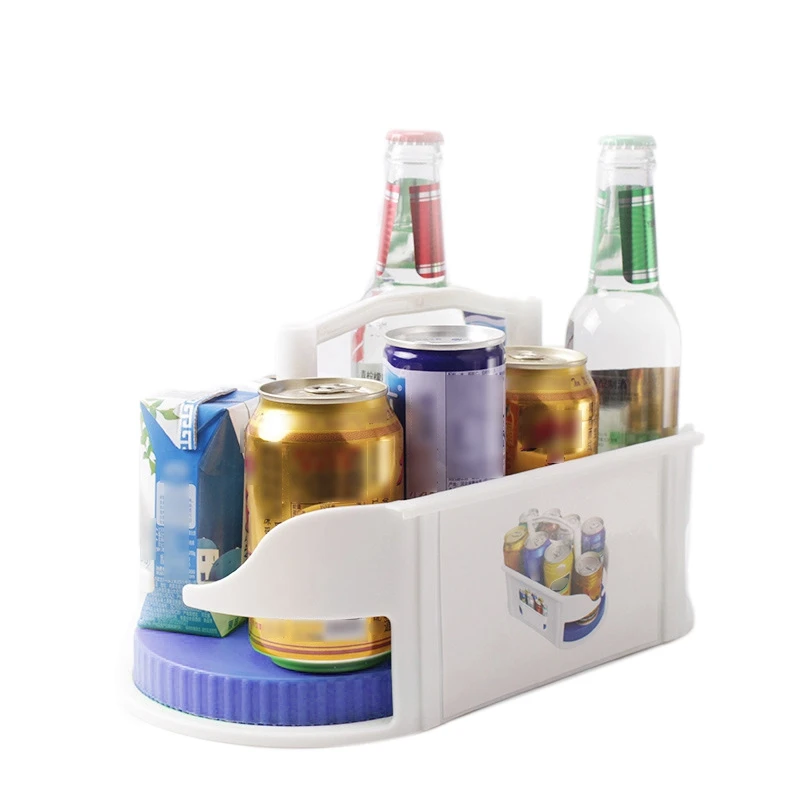 

Double Roller Rotating Storage Box Kitchen Multi-Function Refrigerator Beverage Beer Rack Roto Caddy Swivel Organizer