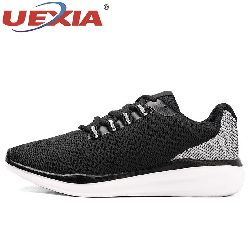 black white 0535 UEXIA/кроссовки; Повседневная обувь; Мужская прогулочная Обувь На Шнуровке; сезон весна-осень; модная дышащая удобная мужская обувь; zapatos hombre - Цвет: black white 0535