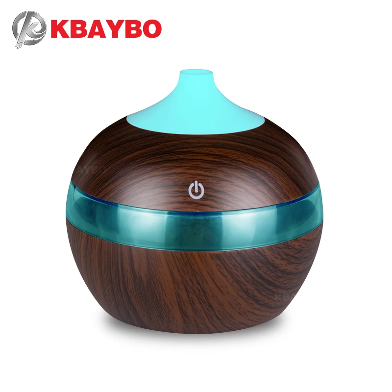 

KBAYBO 300ml Mini USB Air Humidifier essential Oil Diffusers Wood Electric humidifier with LED night light mist maker for Home
