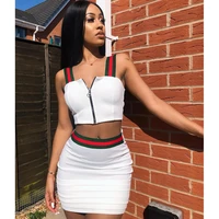 2 piece sets womens outfits summer sexy womens nightclub white bandage 2 pcs set sexy bodycon outfit dress female clothing