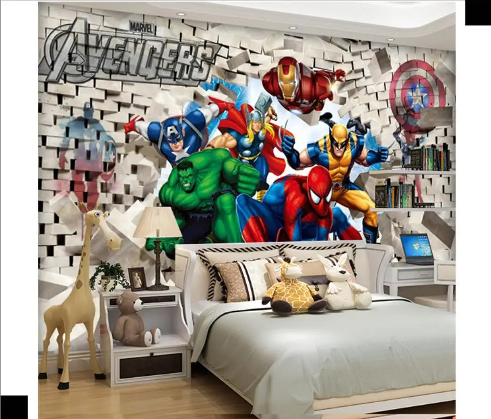Пользовательский 3D мультфильм детская комната мальчик спальня обои фон