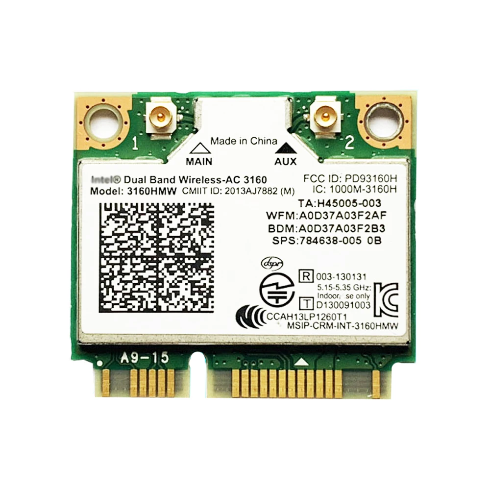 Mini PCI-e Wi-Fi Беспроводной bluetooth карта для ноутбука Dual Band 2 4 ГГц 5 Intel 3160 3160HMW 802.11ac AC +