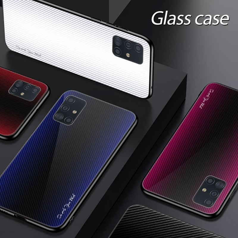 Витражный чехол для Samsung A51 A71 A 51 71 градиентный из закаленного стекла Galaxy S20 Plus | Бамперы -4000739449165