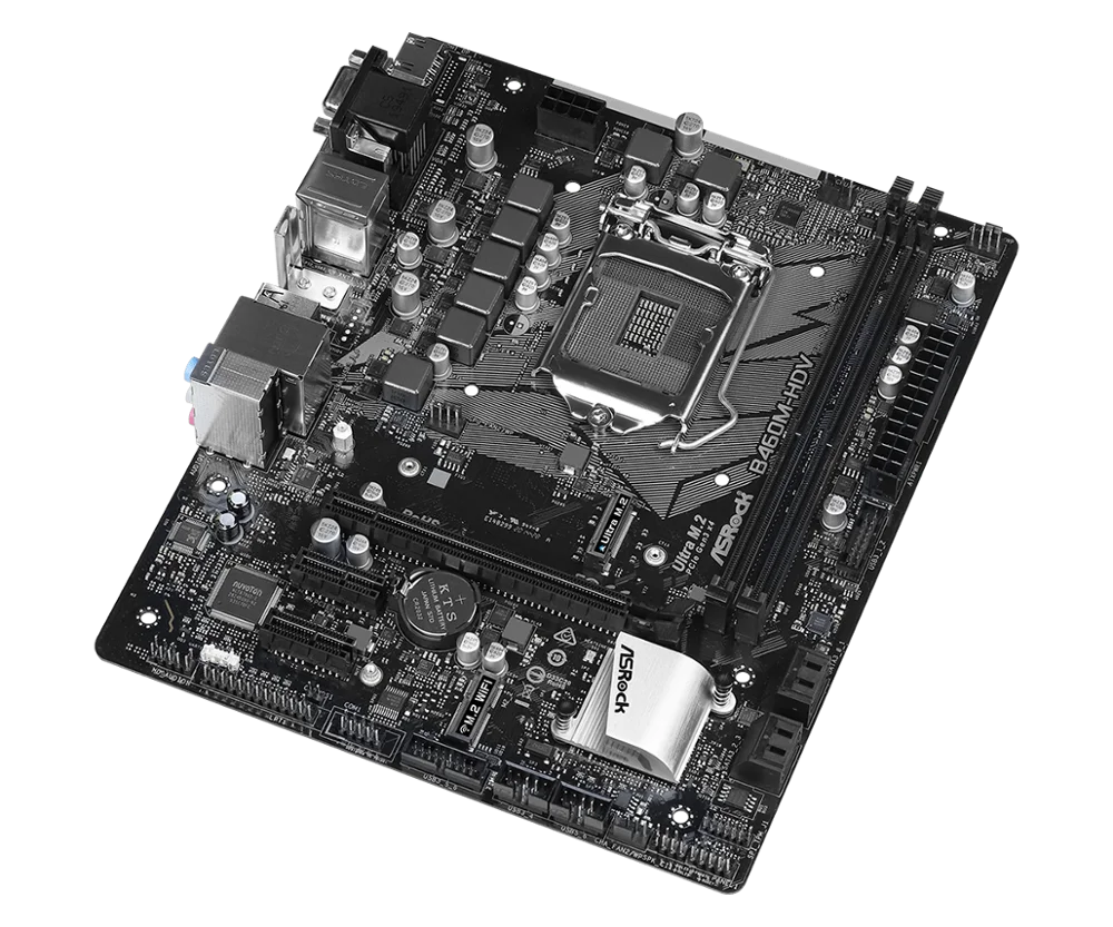 Материнская плата ASRock B460M-HDV LGA 1200 поддерживает системный блок микросхем DDR4 Intel 460M