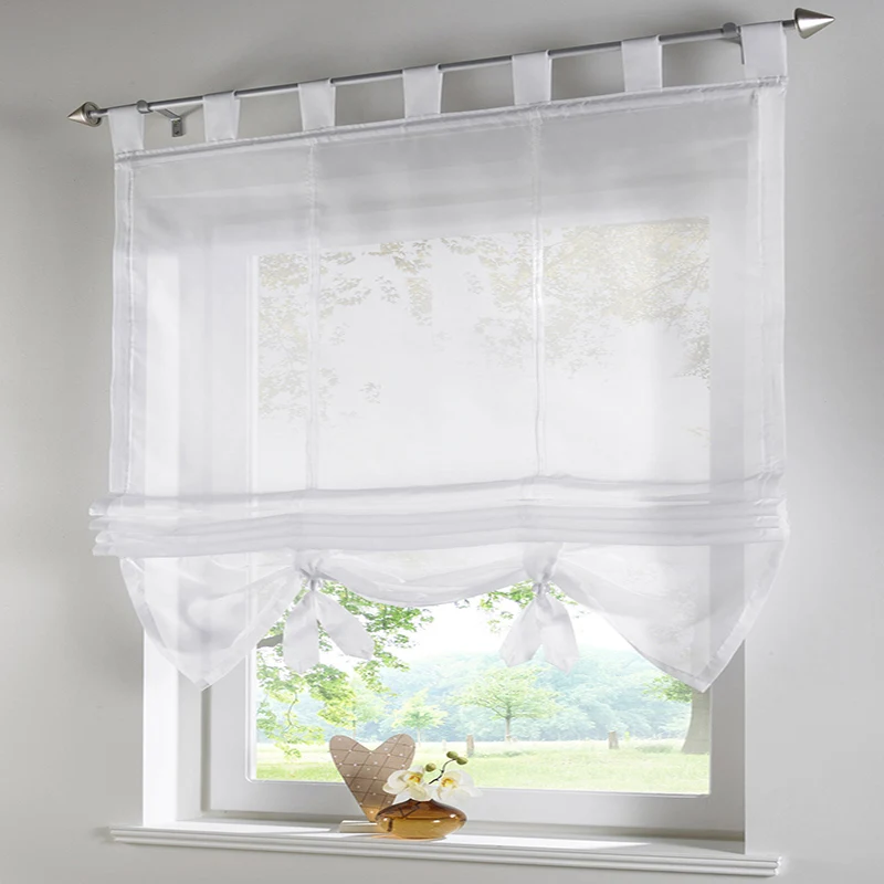 Короткие шторы для кухни затеняющие солнце ленточные занавески тюль гостиной