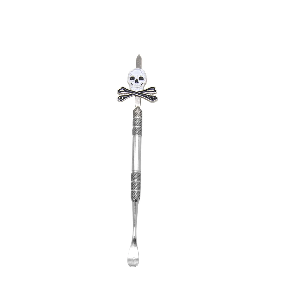 Skull-Silver HORNET нержавеющая сталь карбюратор крышка Dabber воск масло папа инструмент 4,7 дюймов ручка масло воск каверс инструмент концентраты курительная вода труба - Цвет: Skull-Silver