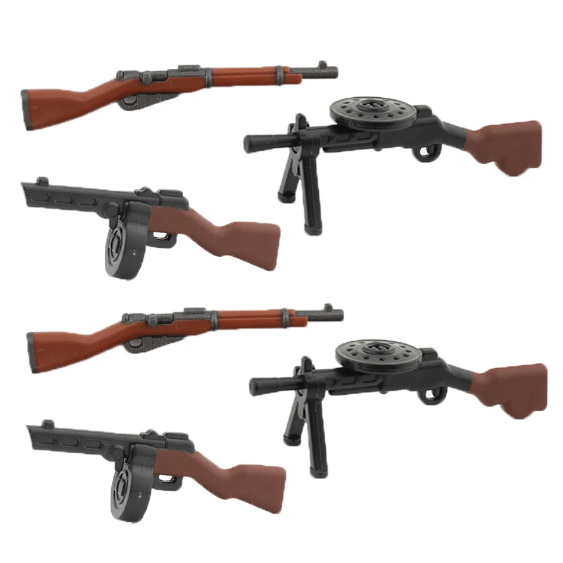 

WW2 Soldiers Weapons Soviet Union Building Blocks Accessories Machine Guns Rifle Submachine Gun Two-color Printing Gifts Toys