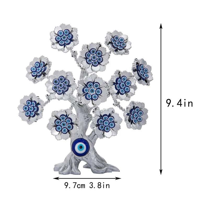 

H&D Blue Evil Eye Tree Feng Shui Flower Decorative Collectible Housewarming Gift Showpiece for Protection,Good Luck & Prosperity