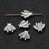 50pcs antique silver plated bee spacer beads for jewelry making bracelet loose beads diy jewelry accessories 10mm