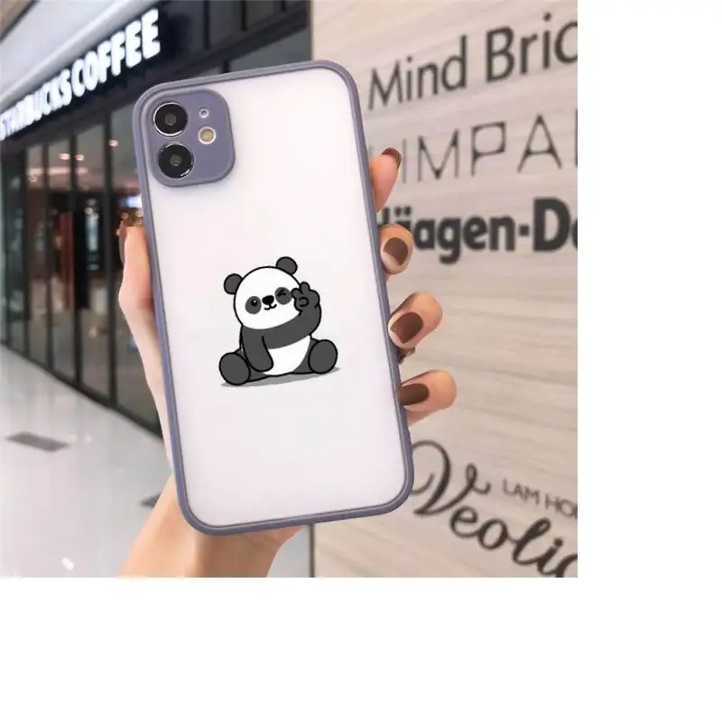 

Cute cartoon panda animal Phone Cases matte transparent For iphone 7 8 11 12 plus mini x xs xr pro max cover