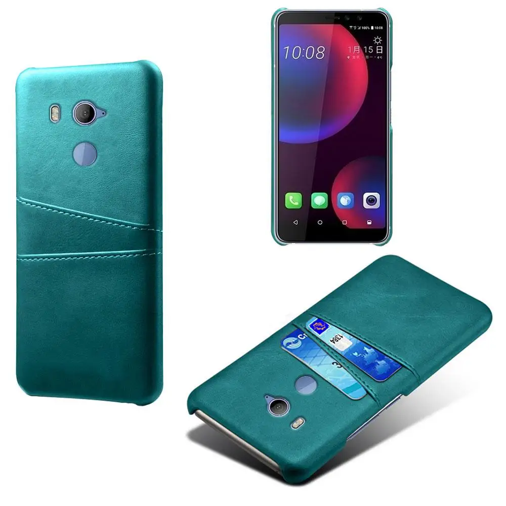 Роскошная Обложка на заднюю панель из искусственной кожи для htc D12 Plus U11 Plus U11 Eyes кошелек с отделениями для карт чехол для телефона для htc U11 Plus Eyes D12 Plus чехол - Цвет: Green