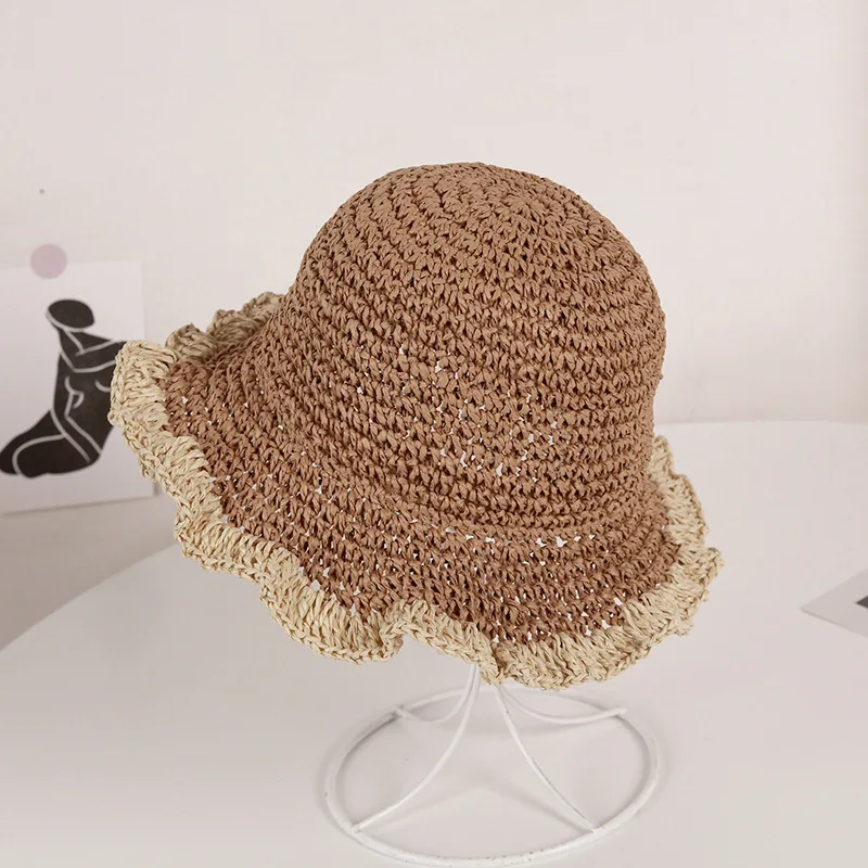 

2021 Summer Children's Straw Hat Outdoor Girls Beach Shade Fisherman Hat Children Panama Hat Shade Fisherman Hat